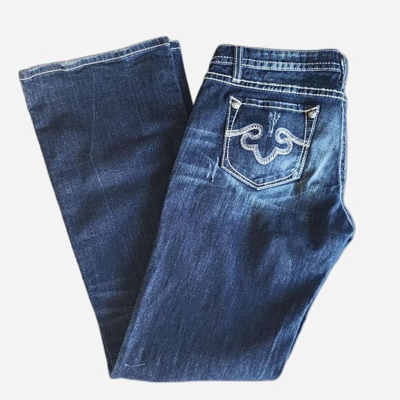 ReRock Express Women's Sz 6 R Bootcut Stretch Boot Cut Jeans Designer 31" waist - Picture 1 of 11